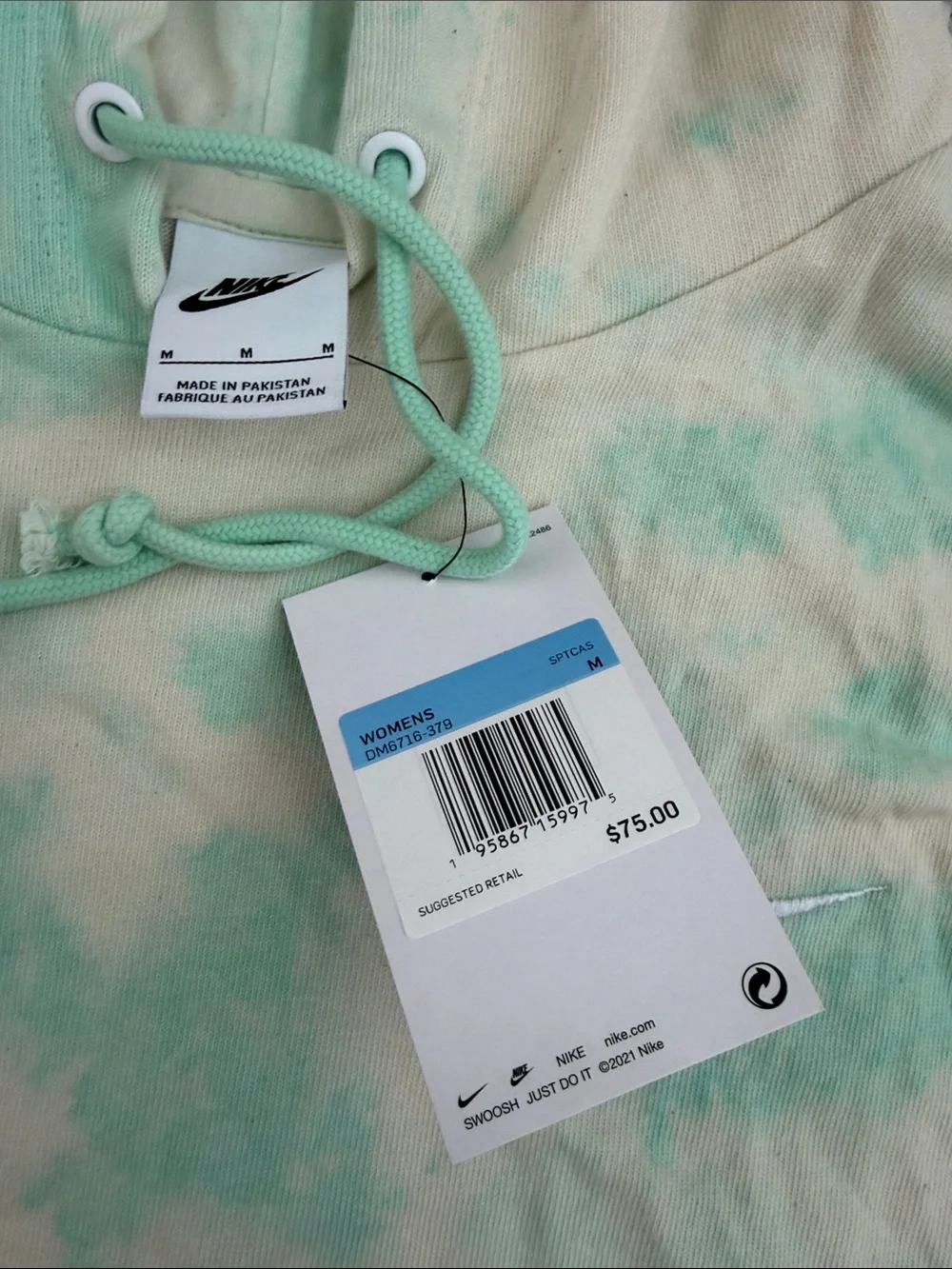 NWT! Nike Sportswear Cloud Dye Sweat Set Green/White Size Medium